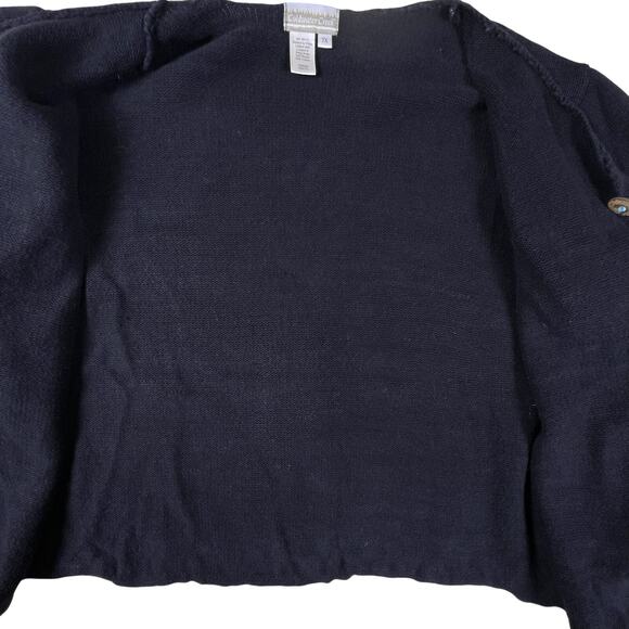 Vintage Coldwater Creek Cardigan L/XL Black Artisan Boho Knit Turquoise Buttons - Picture 5 of 14